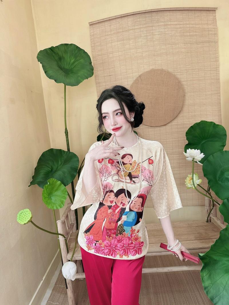 Product Introduction of BỘ LAM CÚC NGỌC TAY LỠ DÀI Tay dài Có thể giặt bằng máy LỤA GẤM HOA IN 3D 3