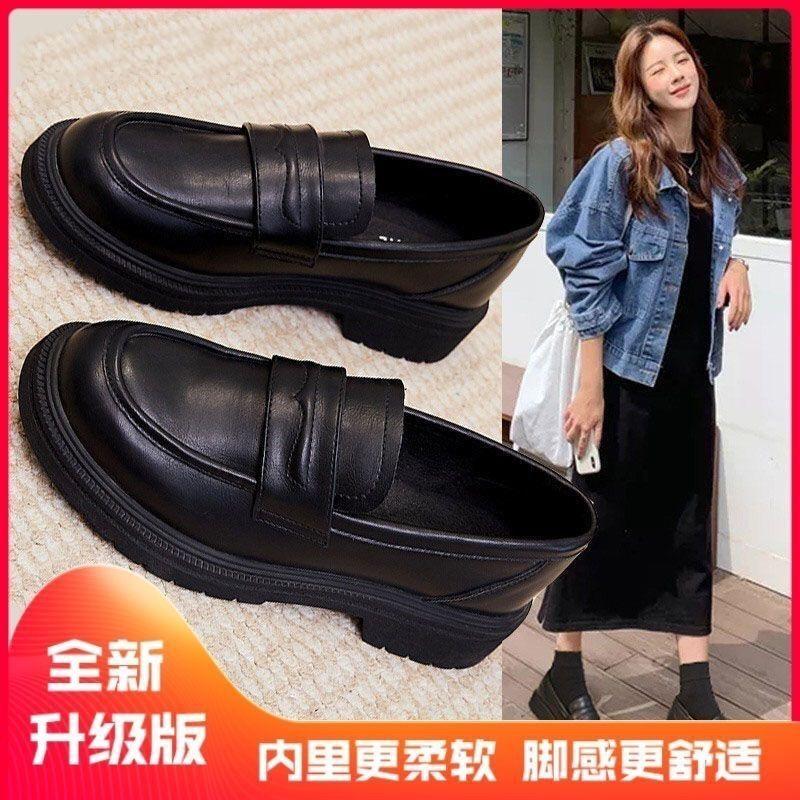 Giày Cao Gót, Da Thật, Dành Cho Nữ, Hàng Mới Về 2024, Phong Cách Hàn Quốc, Giày Lười Đế Dễ Phối Đồ Phong Cách Anh Quốc Giày Da Học Sinh 1