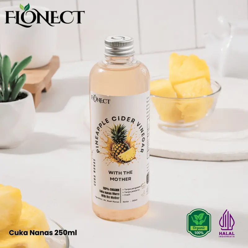 Flonect Cuka Nanas With Mother Original Organic 500ml 250ml 2