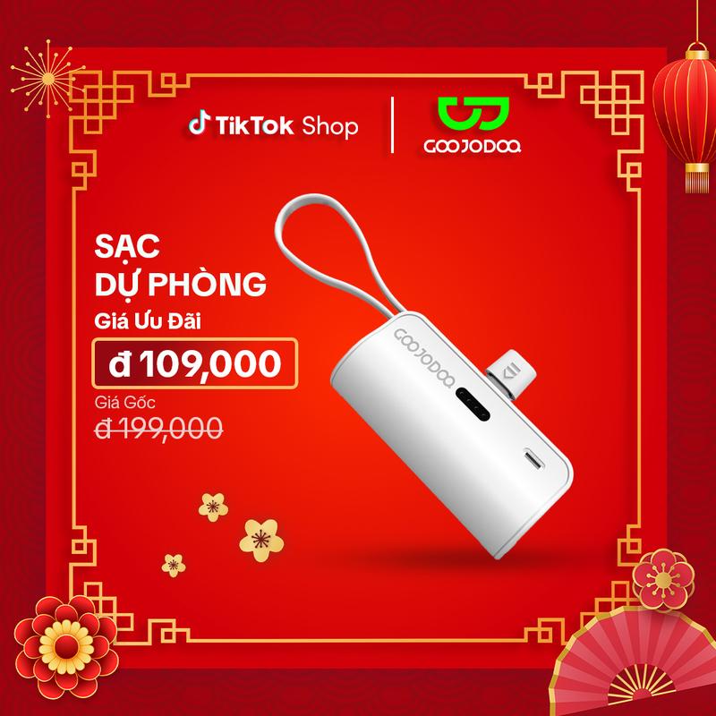 Sạc Dự Phòng Mini GOOJODOQ 5000MAh ,Tích Hợp Cáp Type-C & Lightning ,Pin Hiệu Suất Cao, Cầm Tay Và Kích Thước Bỏ Túi sạc  dự Titan Pin Dự Phòng
