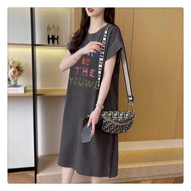 Product Introduction of Váy Áo Thun Phong Cách Hồng Kông, ngắn Tay, Mặc Mùa Hè, Váy Dài, Có Thể Mặc Được, Dáng Rộng Vừa Vặn, Váy Thường Ngày Cho Phụ Nữ Ngoại Cỡ Phong Cách Lười Biếng 11