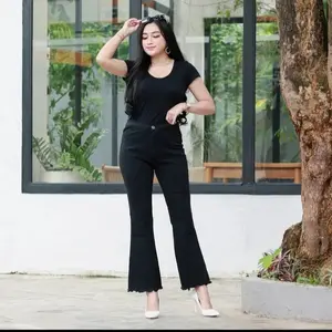 HIGHWAIST Cutbray Wanita - Celana Cutbray Strecht Kekinian - Cutbray Flared- Streetch Premium Quality Melar Panjang Hitam retro Korean