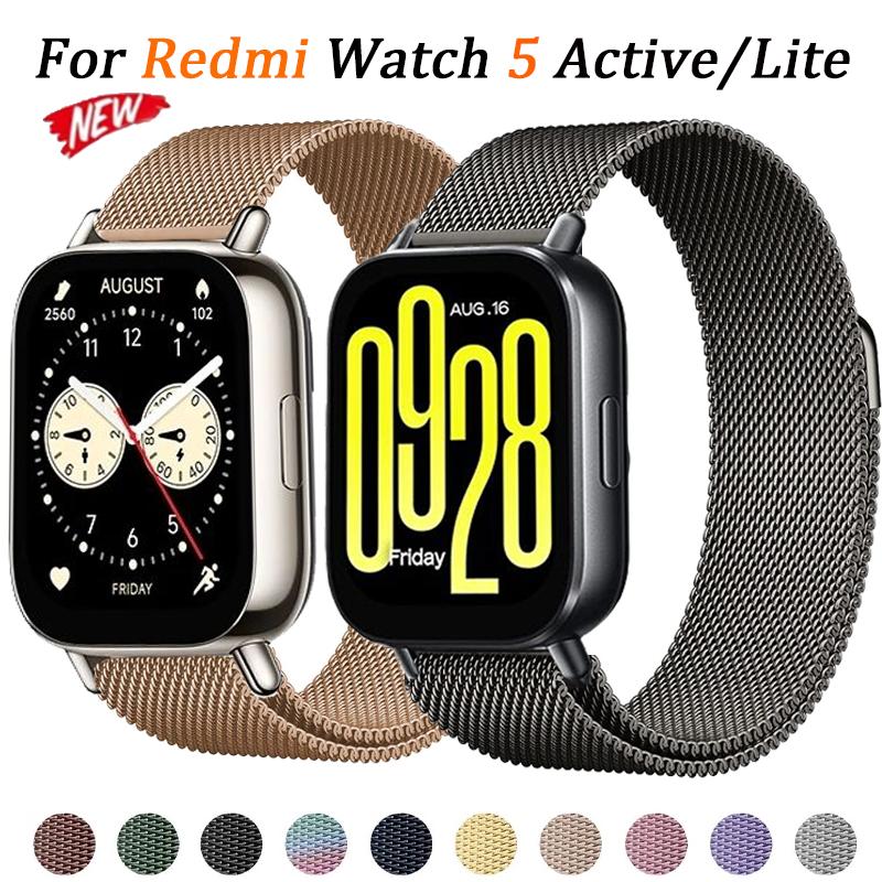 Dây đeo kim loại Cho Xiaomi Redmi Watch 5 Lite 5 Active Smart Watch Thép không gỉ Band Dây đeo cổ tay dự phòng Phụ kiện
