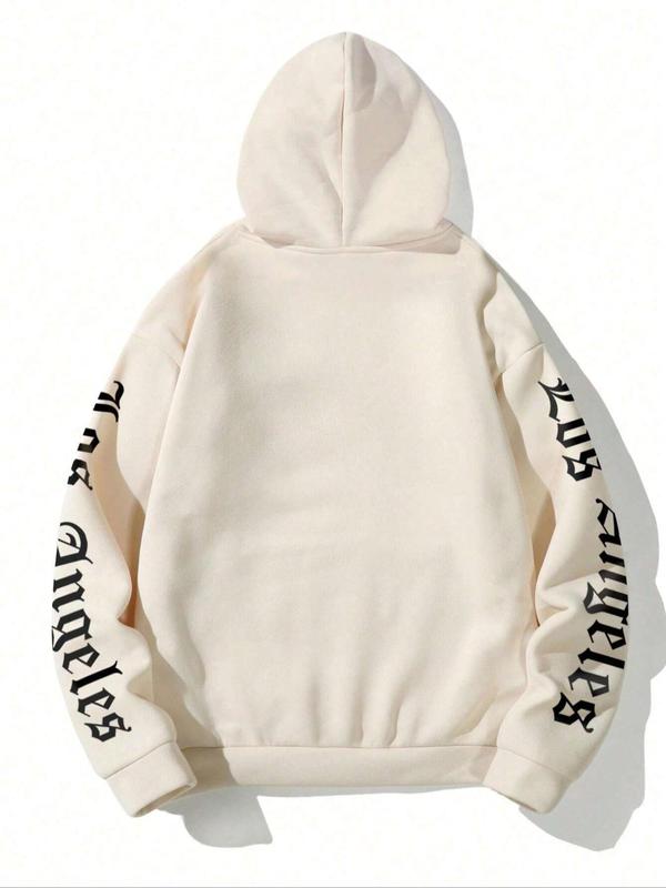 Unisex Men's Personalized Essentials Hoodie, Letter Print Pocket Drawstring Hoodie, Loose Casual Long Sleeve Hooded Sweatshirt, Men's Stylish Pullover Top 2