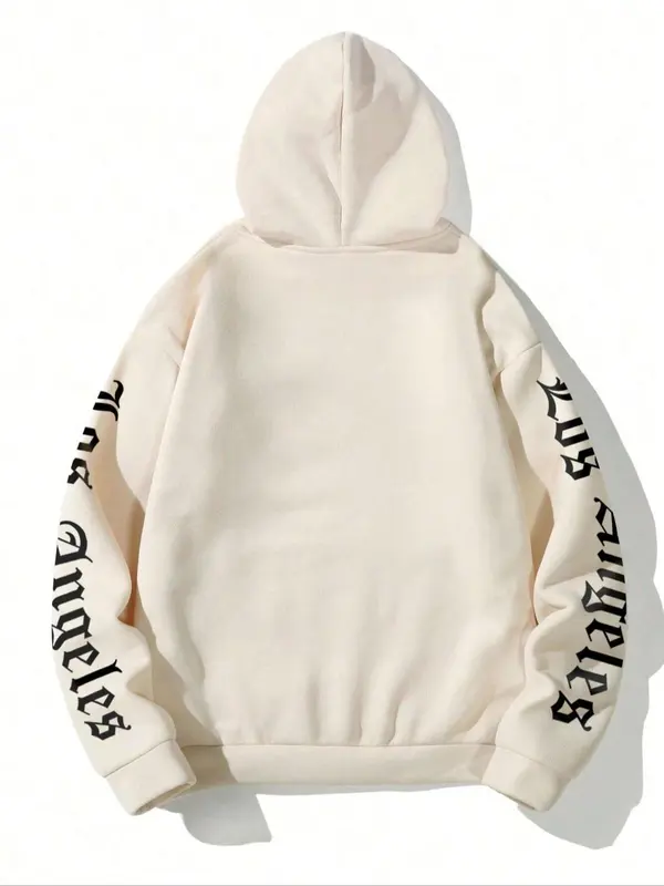 Unisex Men's Personalized Essentials Hoodie, Letter Print Pocket Drawstring Hoodie, Loose Casual Long Sleeve Hooded Sweatshirt, Men's Stylish Pullover Top 1