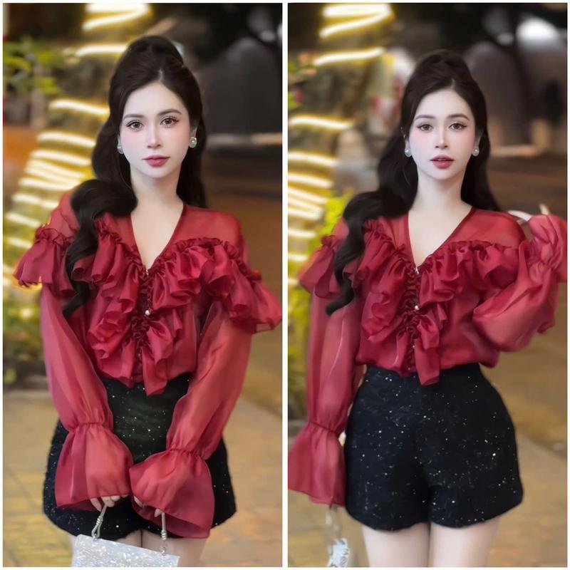 A03 - Set Thiết Kế LYNA Dành Cho Nữ, Set Rời Gồm Áo Tơ 2 Lớp Dài Tay Và Quần Dạ 2 Lớp Có Lót- LYNA