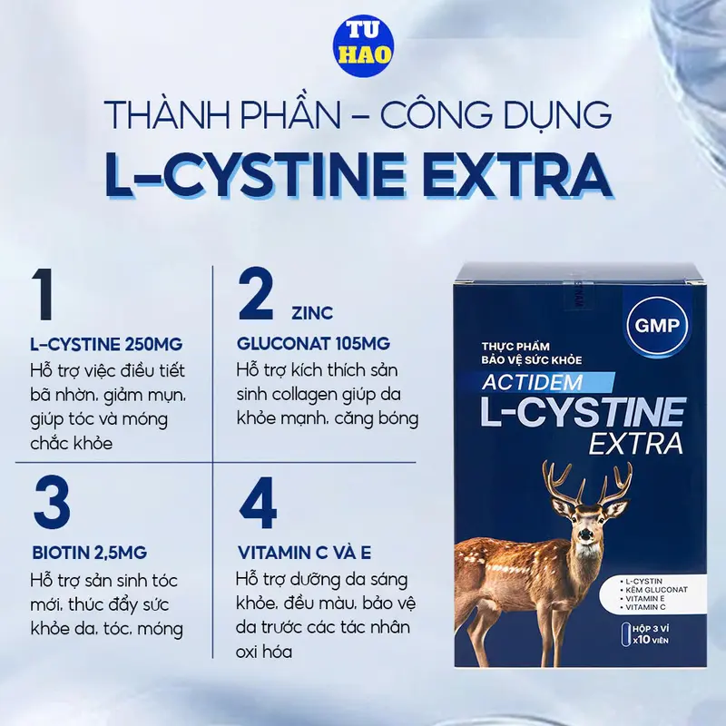 VIÊN UỐNG ACTIDEM L-CYSTINE EXTRA HỖ TRỢ LÀM ĐẸP DA 30 VIÊN 3