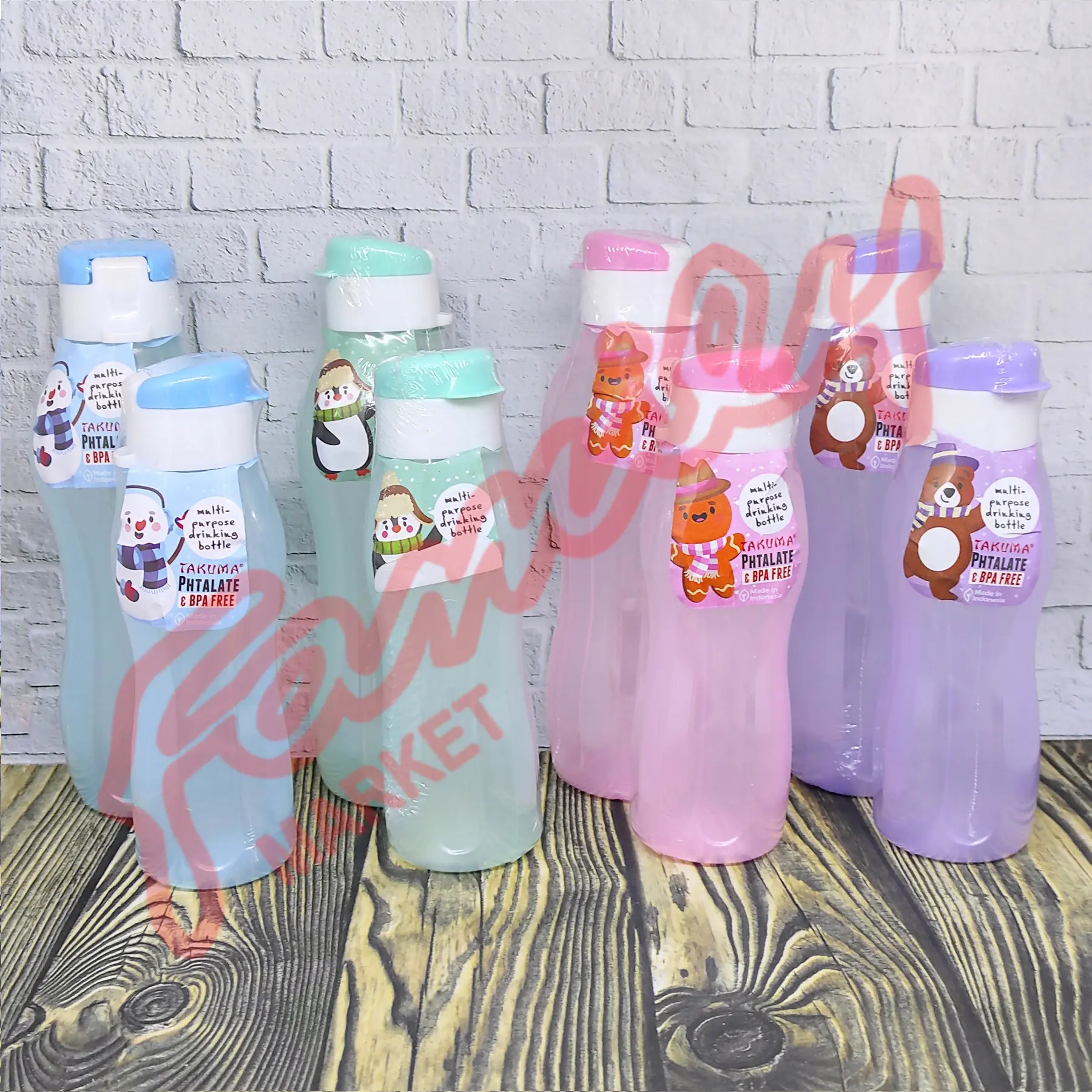 BOTOL PLASTIK MINUM FLIPTOP 550 ML / 350 ML W20 TAKUMA Bulat Hijau