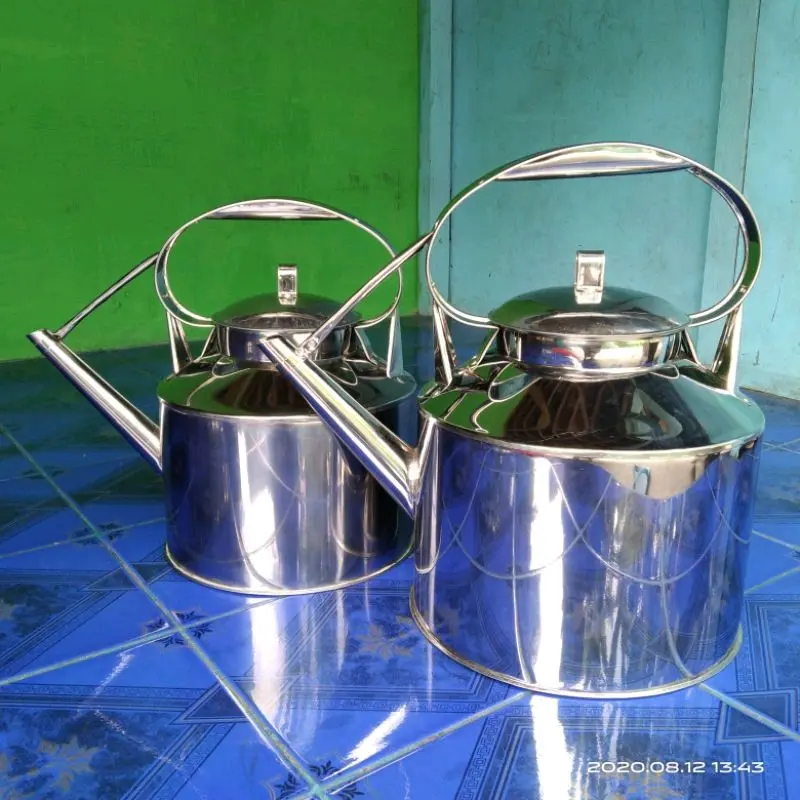 Ceret Angkringan Stainless Tebal uk Besar 7Liter (D 25CM) & Sedang 5 Ltr (D 23CM) / Teko Angkringan /  Ceret Hik Steel