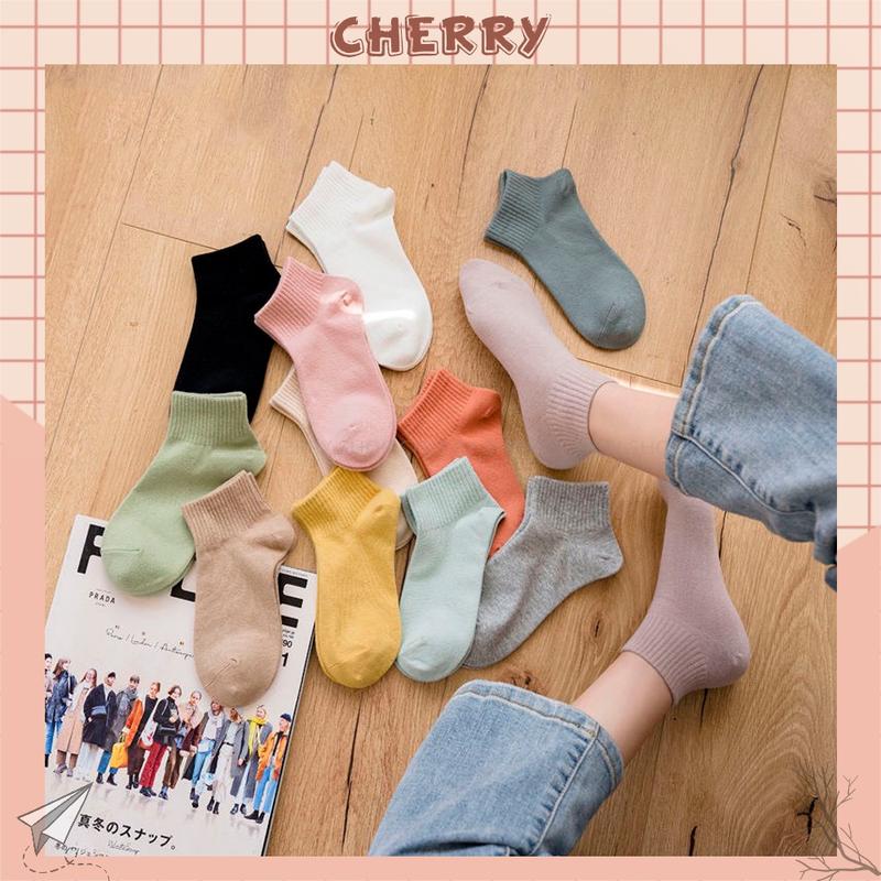Tất cổ ngắn nam nữ chất liệu cotton dày co giãn bốn chiều, thoáng khí chống hôi chân - Cherry Shop