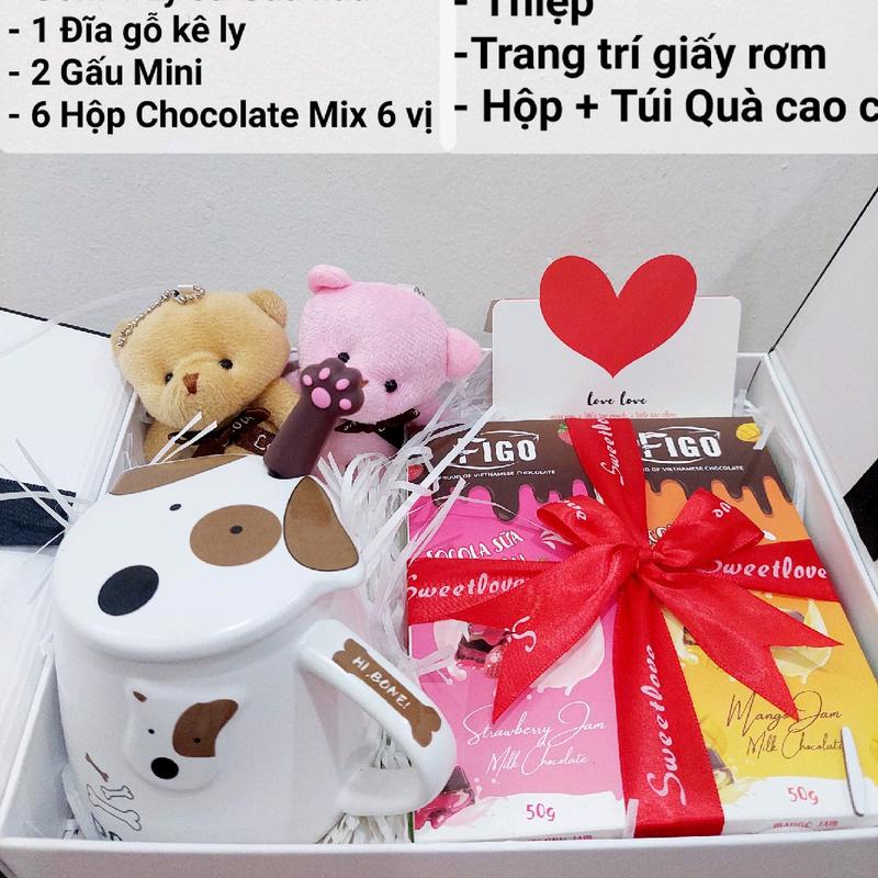 [Set LY SỨ SB 50gr+Gấu] Quà tặng sinh nhật bạn trai/gái Valentine, 8/3 Hộp quà kèmTúi xách, ly sứ có nắp đậy uống cafe 2