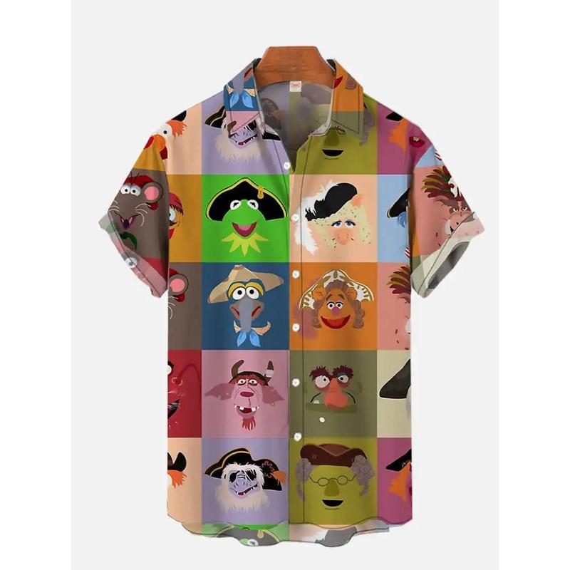 Product Introduction of Abstract Hawaiian Shirt Mid-Century Modern Colorful Geometric File Night Print Chest Pocket Short Sleeve Shirt Casual Shirt 5