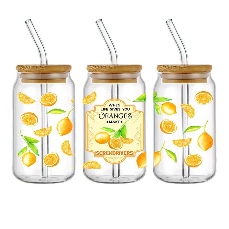 Cartoon Lemon Theme Cup Stickers, 4 Counts/set Waterproof Self-adhesive Cup Wraps Decals, DIY Decorative Stickers For Home Cup Water Bottle 5