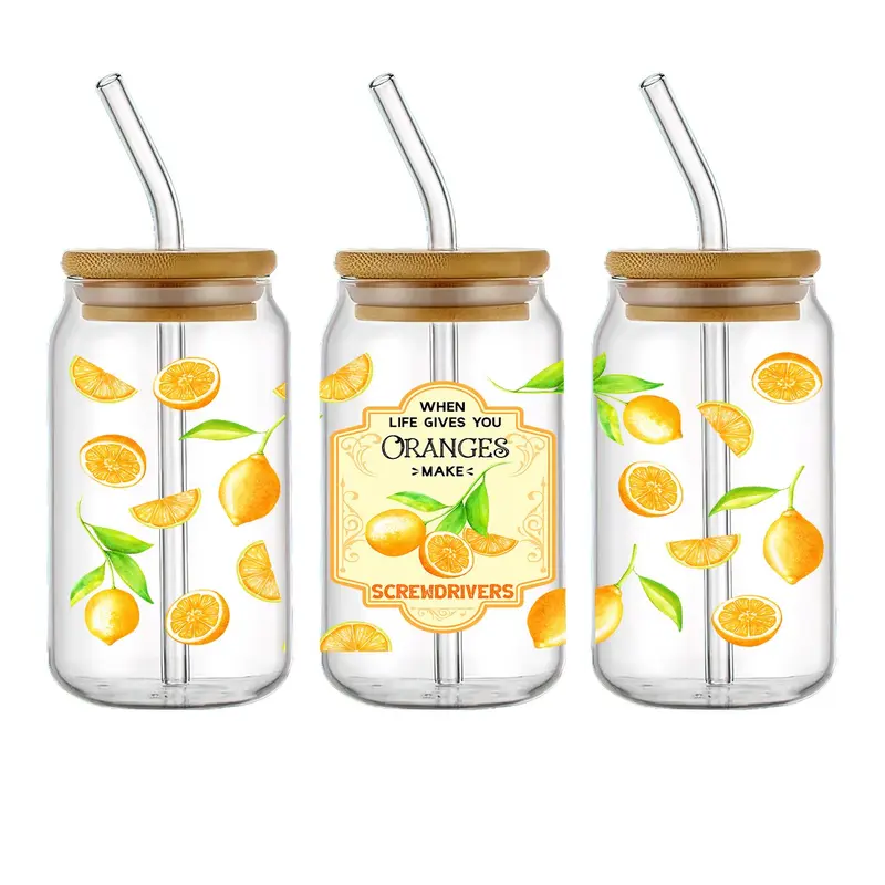 Cartoon Lemon Theme Cup Stickers, 4 Counts/set Waterproof Self-adhesive Cup Wraps Decals, DIY Decorative Stickers For Home Cup Water Bottle 5