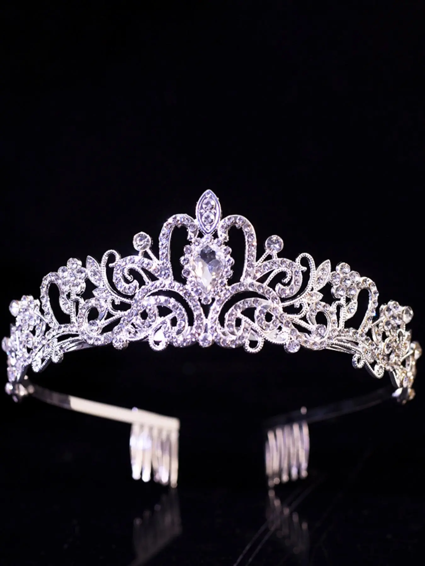 Baroque Style Crown Tiara, Elegant Rhinestone Decorated Headband for Wedding Bridal Party Formal Occasions, Fashion Hair Accessories for Women