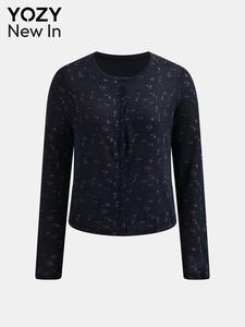 YOZY Women's Ditsy Floral Sweater Cardigan, Casual Long Sleeve Knitwear for Spring & Fall, Fashion Women's Knit Clothing for Daily Wear