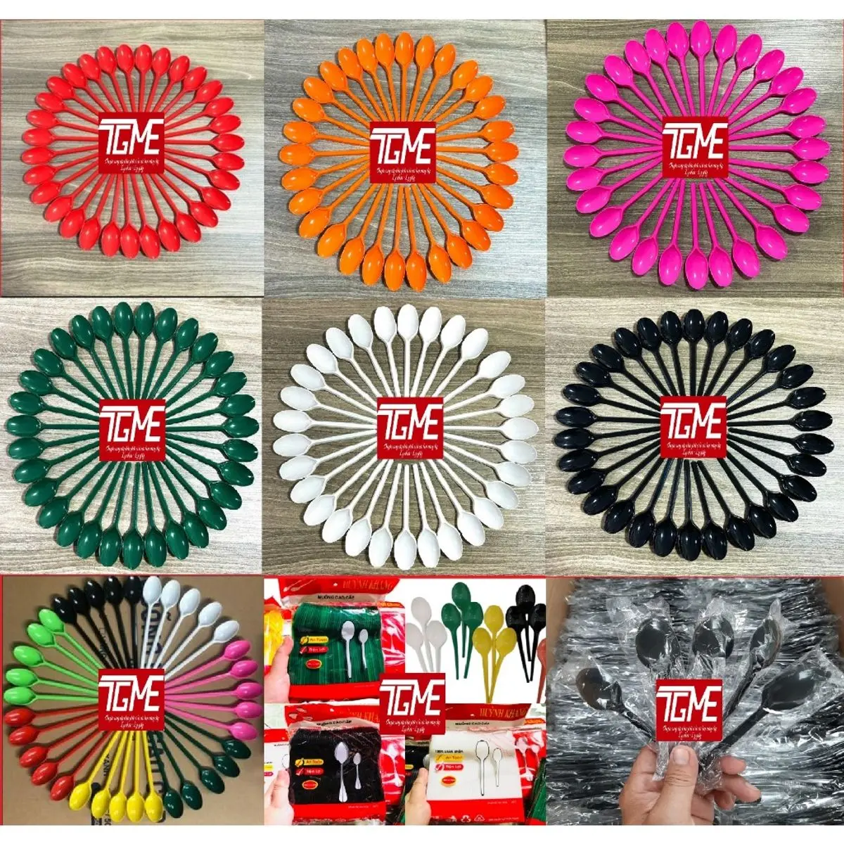 [TGMF]-[Thìa]  Muỗng Nhựa Cứng 15cm Dùng Một Lần Không Mùi-Đủ Màu Túi 100c