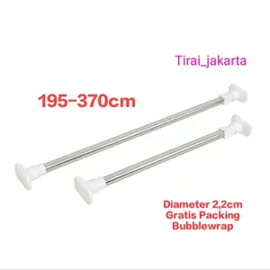 tiang gantungan flexible tanpa paku/ STAINLES P 195-370CM / tiang horden / tiang jemuran /tiang serbaguna kamar mandi toilet dapur jendela gordeng/ tongkat fleksibel/ pipa tiang gorden/ tiang fleksibel stainles/ tongkat fleksibel stainles Stainless