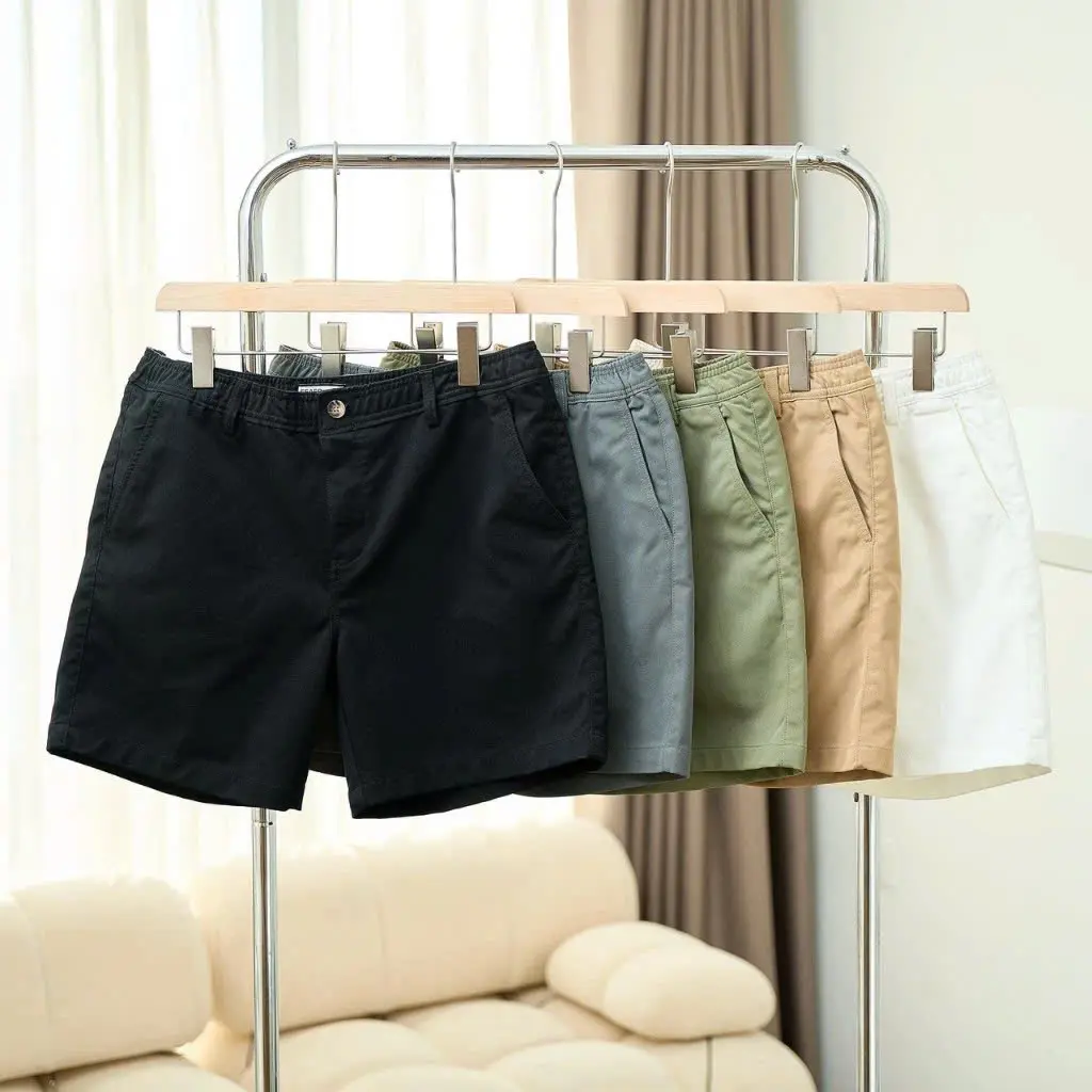 Quần Short Nam Kaki Basic Sleek Lưng Chun GMAN Có Túi Menswear Quần Lửng