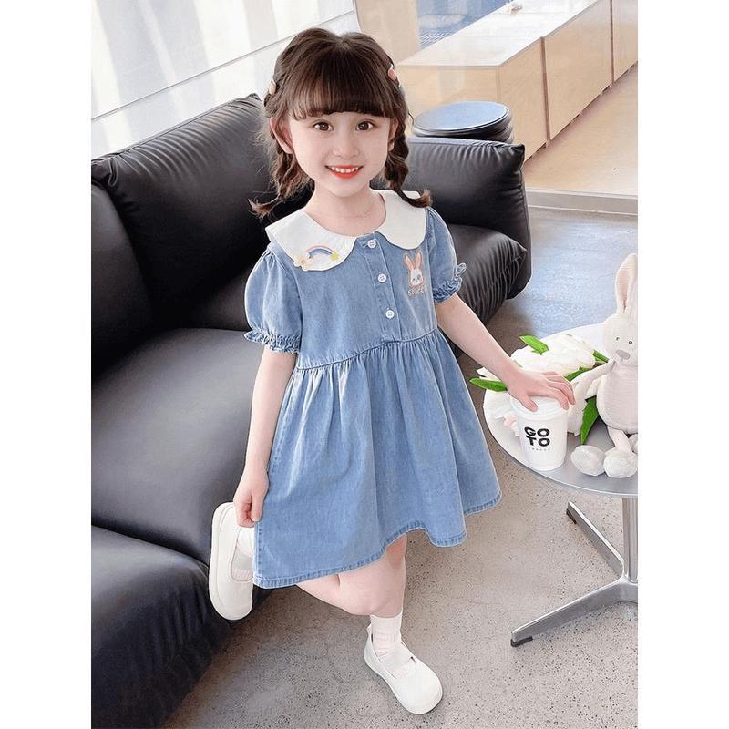 Váy Mùa Hè Cho Bé Gái, Phong Cách Công Chúa, Váy Denim Mềm, Cho Bé Và Trẻ Em Mới, Phong Cách Phương Tây, Thích Hợp Đi Chơi 3