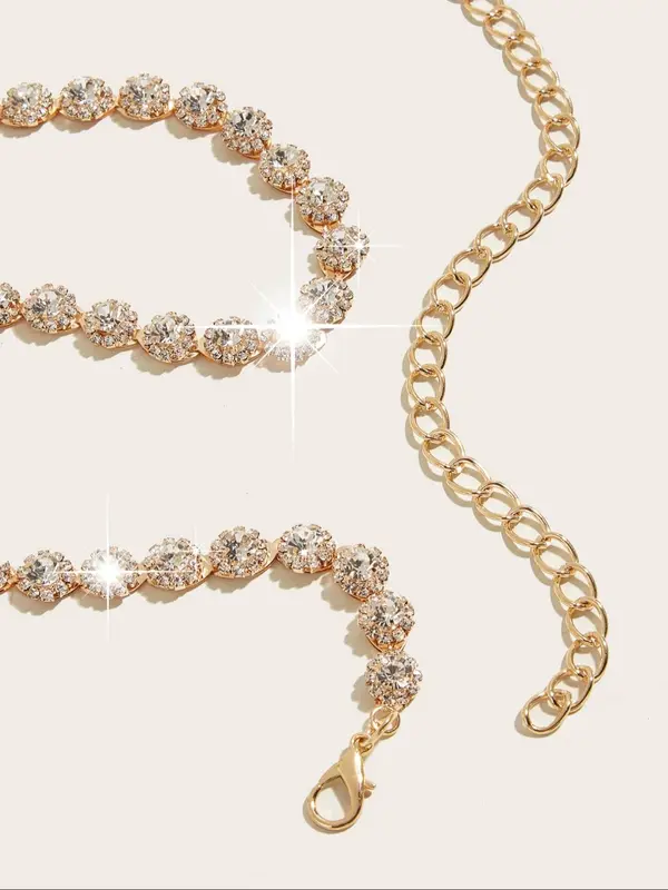 Women's Rhinestones Decor Chain Belt For Dress, Elegant Iron Waist Belt For Evening Party, Daily Clothing Decoration 7
