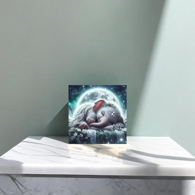Product Introduction of Cute Sleeping Elephant Pattern DIY Diamond Arts Colorful Painting Kit without Frame, 5D Diamond Decor Painting Kit, DIY Wall Art Decor for Home 3