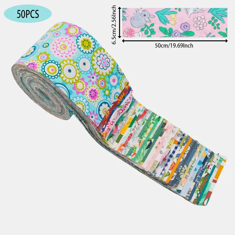Mixed Pattern Handmade Textile Patchwork, 50pcs/set Sewing Knitting Fabric Cloth, DIY Craft Supplies for Home Wall Decor 4