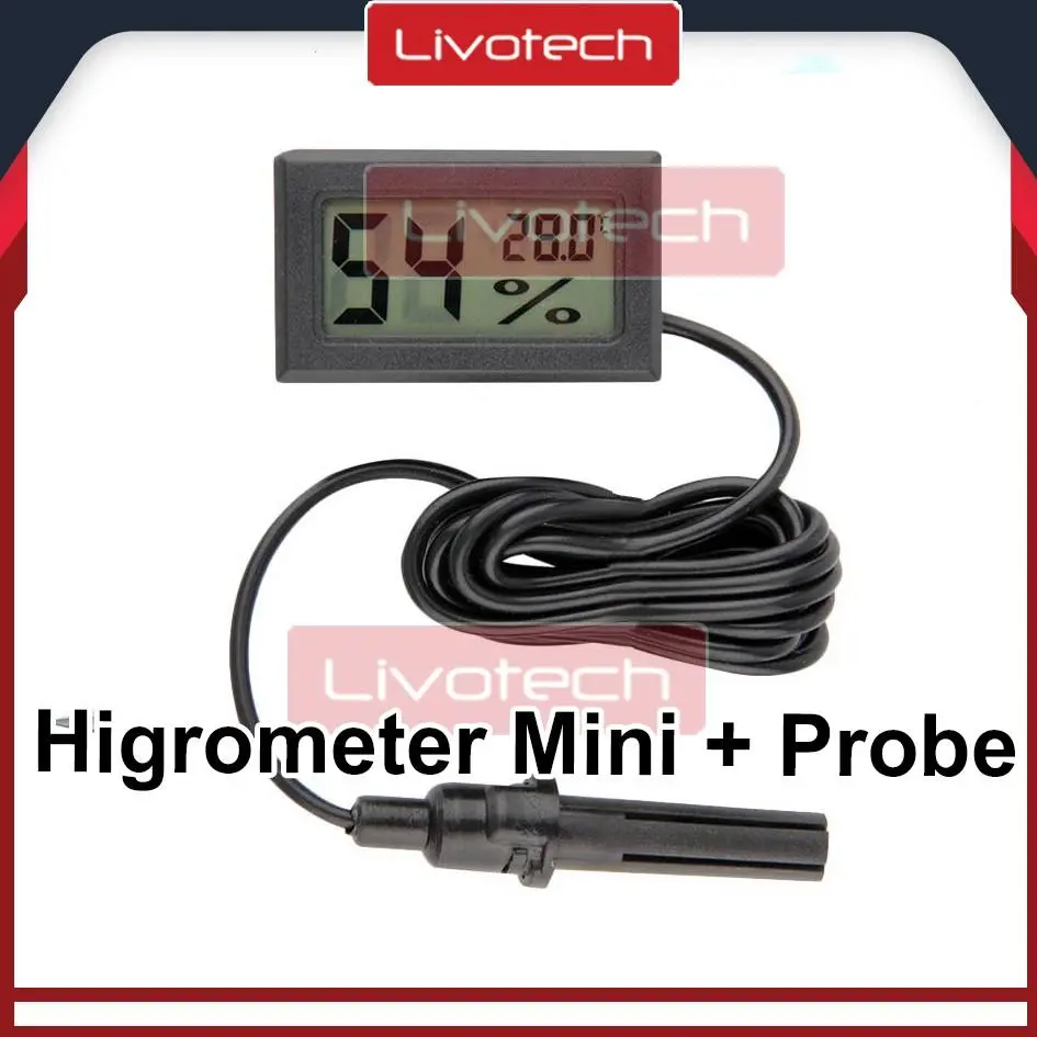 LIVO Mini Digital Thermometer + Hygrometer With Probe 1,5m Suhu+Kelembaban