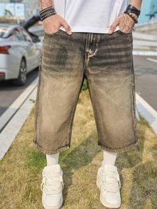 Men's Capris Denim Pants, Loose Casual Fashion Retro Straight Leg Jeans for Summer, Men's Bottoms for Daily Wear