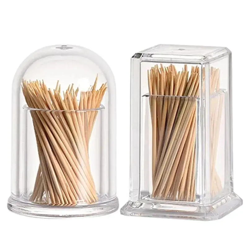 Transparent Toothpick Box Acrylic Tooth Pick Holder Toothpick Cotton ...