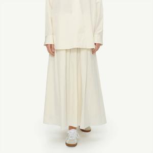 Cotton Elastic Waist Pleated Skirt