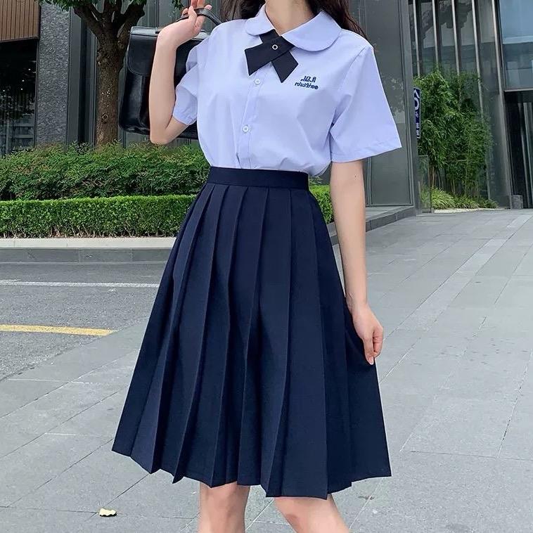 Chân váy đồng phục dáng dài qua gối từ 15kg đến 60kg bé cấp 1,2,3