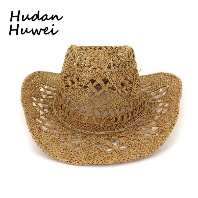 New Spring Summer Outdoor Unisex Couple Hats Travel Sun Protection Sun Hat Western Cowboy Straw Hat Handwoven Straw Hat 0