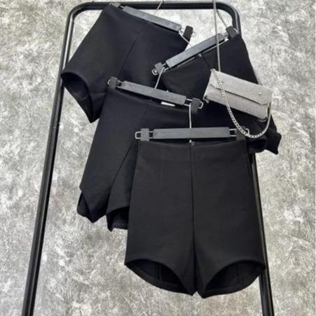 Quần short nữ cạp cao idol kpop ôm body chất vải umi dày dặn quần Đùi nữ mặc nhà dance ngắn lưng cao ôm dáng mặc mùa hè Màu Đen Ôm gọn Voi Pants Women