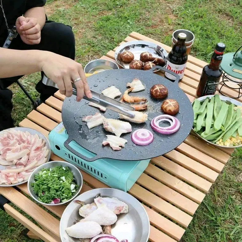 Sẵn hàng Chảo gang nướng chống dính xuất Hàn size 34cm dày dặn Tuyệt vời hơn khi làm bò né nha