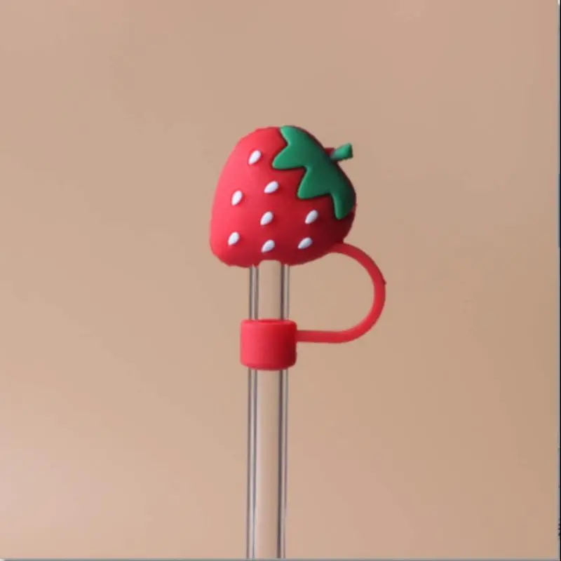 Silicone Strawberry Design Straw Cover, 1 Count Cute Straw Tip Cover, Drinkware Accessories for Home Kitchen