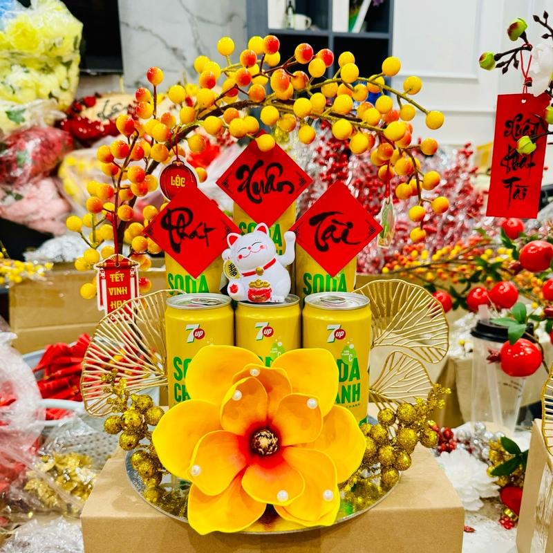 TẶNG ĐÈN LED 2 Mét - Sét Đào Đông VÀNG Sét phụ kiện trang trí Vip Đào Đông trang trí tháp Tết 2026 sét đồ làm tháp bánh tài lộc tháp bia tháp oản giá rẻ đầy đủ chi tiết set