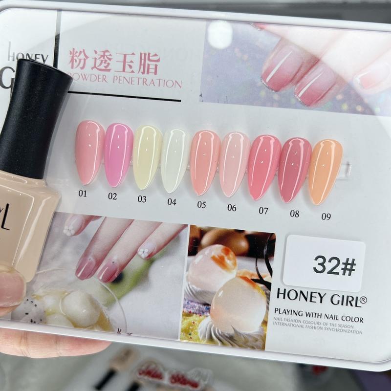 Sét sơn gel thạch hồng 9 chai honeygirl 32# kèm bảng màu Làm Nail