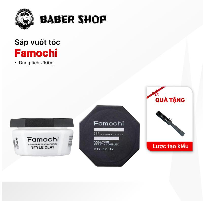 Sáp vuốt tóc FAMOCHI CLAY WAX 100gr tạo kiểu giữ nếp cho tóc - keratin hỗ trợ dưỡng tóc giữ nếp từ 8 đến 12h tặng kèm lược tạo kiểu Women