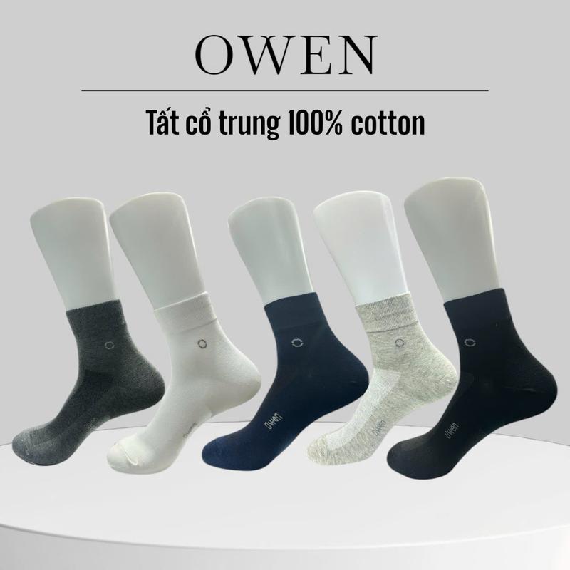 OWEN - Tất cổ trung nam Owen 100% cotton khử mùi Menswear