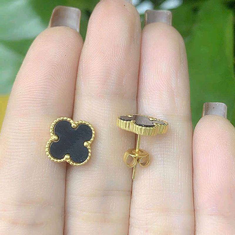 hoa tai kiểu cỏ bốn lá màu đen l1-l2