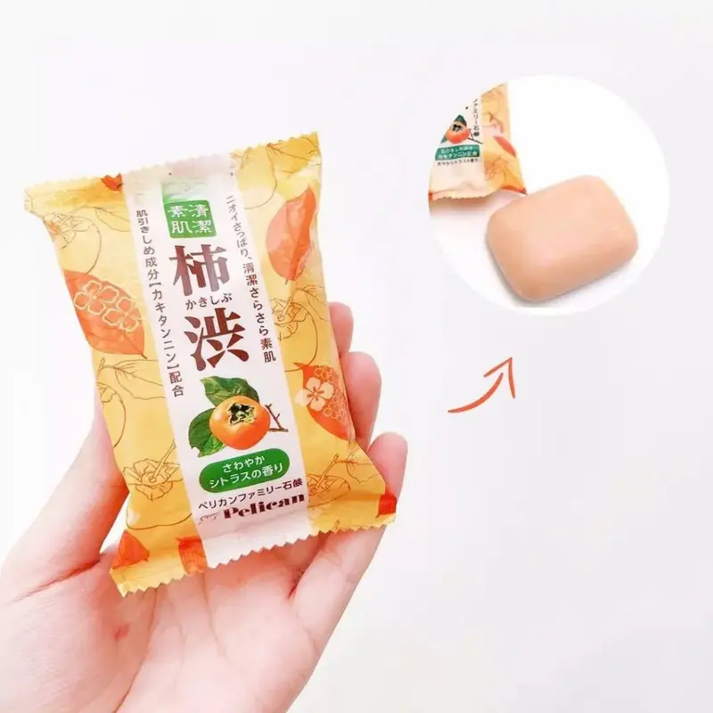 Xà Phòng Tắm Khử Mùi Cơ Thể Chiết Xuất Quả Hồng Pelican Family Soap KSB (80G) 5