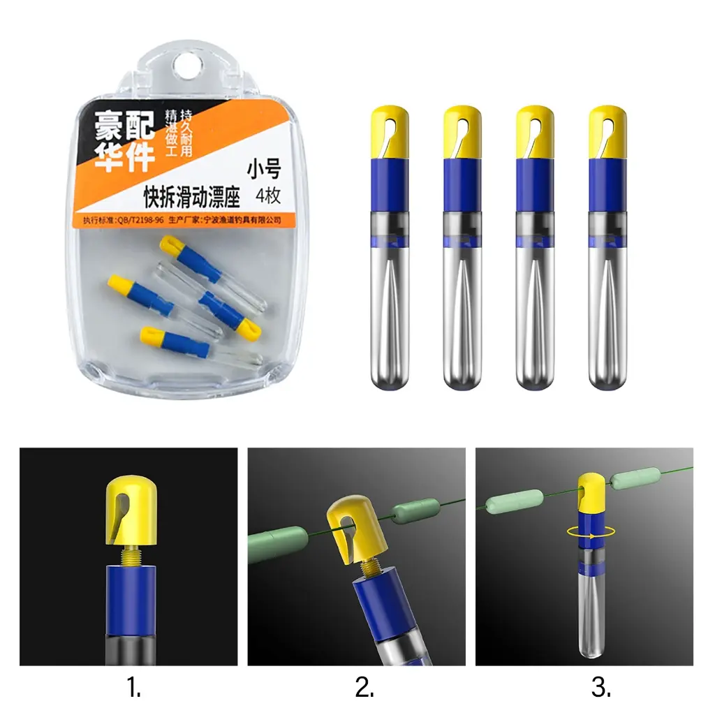 Phần Còn Lại Phao Cá Bằng Silicon, Bộ 4 Cái, Thay Thế Nhanh, Xoay, Giá Đỡ Bobbers Có Thể Tháo Rời Phụ Kiện Câu Cá