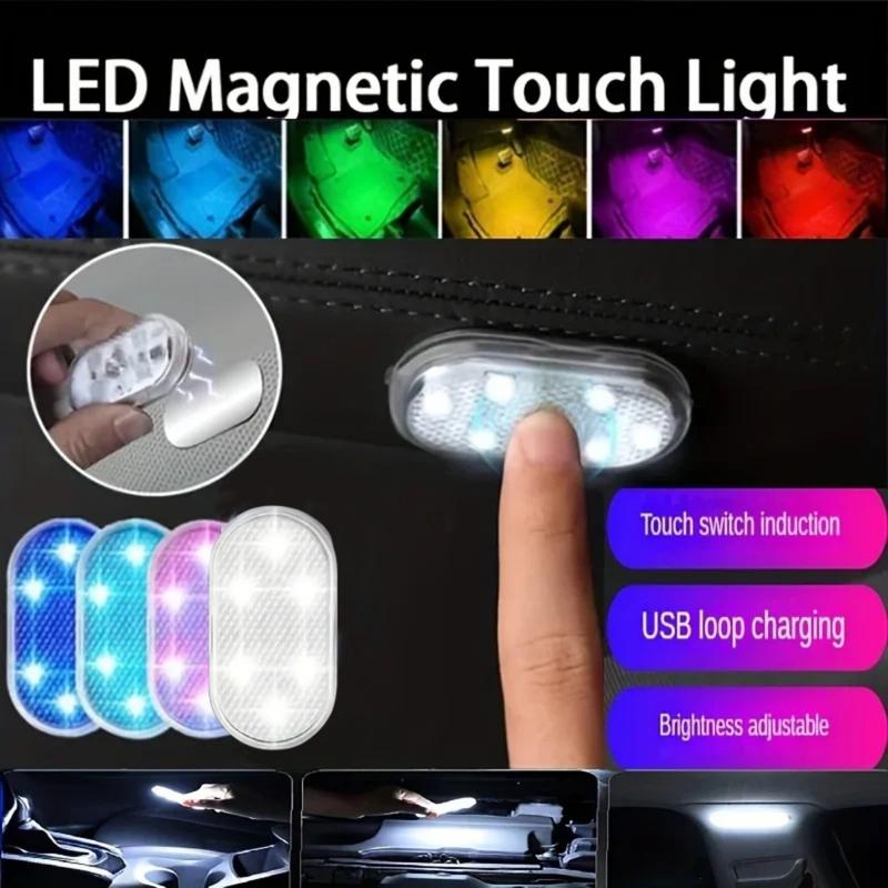 Đèn Mini Nội Thất Ô Tô, 1 Cái, Đèn Xung Quanh Cảm Ứng, Đèn LED, Cho Trần Nóc Ô Tô Và Đèn Đọc Sách, Đèn Ngủ Cảm Ứng Tạo Kiểu Ô Tô, Sạc USB