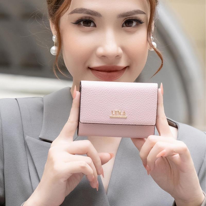 [Da Bò Thật Lớp 1 Nhập Ý] Ví Nữ Gập Đôi Cầm Tay LEKA GAIA 11