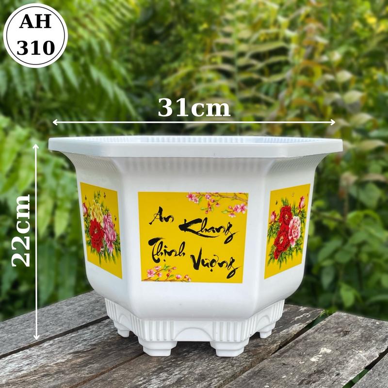   5 Cái  Chậu Nhựa Lục Giác In AH310  31x22  