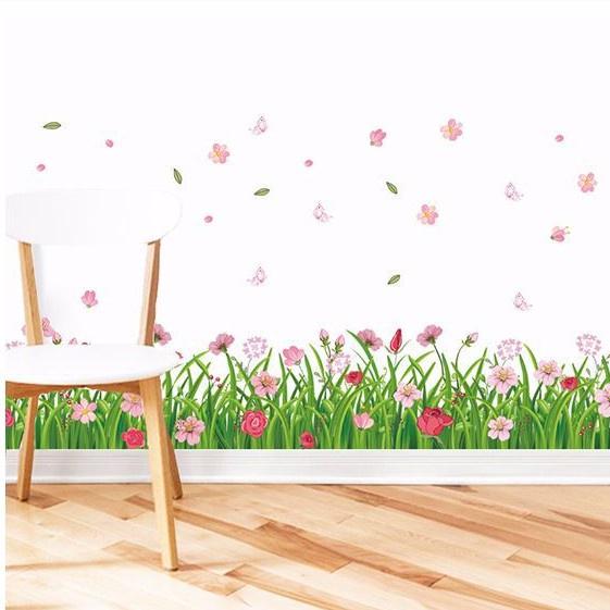 Juragan Wall Sticker Grass Pink Flowers Rumput Bunga Stiker Dinding LDR 7189 Wallsticker 4