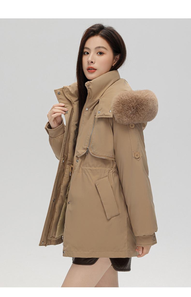 Product Introduction of Fashion Big Fur Collar down Cotton-Padded Jacket Women's Short 2023 New Winter Clothes Small Workwear Thickened Parka Cotton-Padded Jacket 17