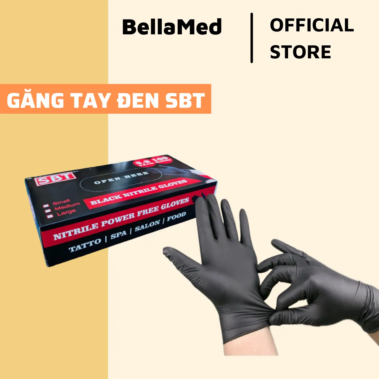 găng tay đen SBT dùng trong thực phẩm, phun xăm, spa, salon tóc - Hộp 100 cái