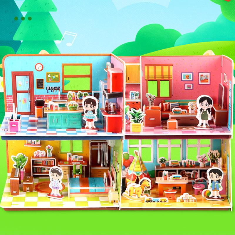 Combo 4 Bộ Mô Hình Lắp Ráp Nội Thất - Đồ chơi thông minh cho bé lắp ráp mô hình 3D Nhà Búp Bê